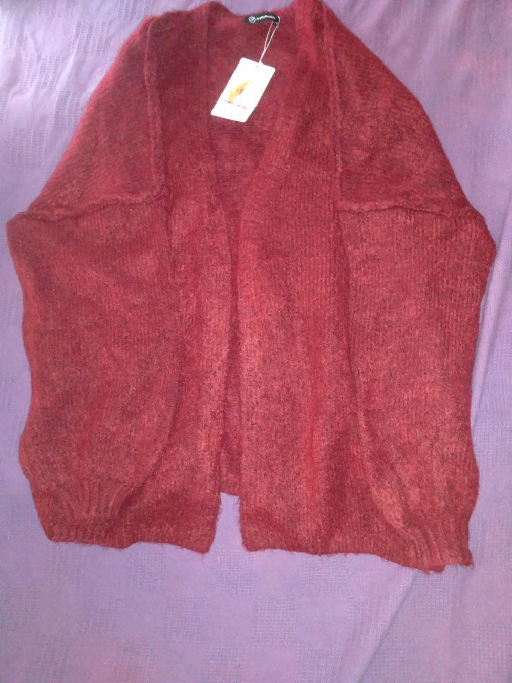 Red Open-Front Women's Sweater Cardigan
